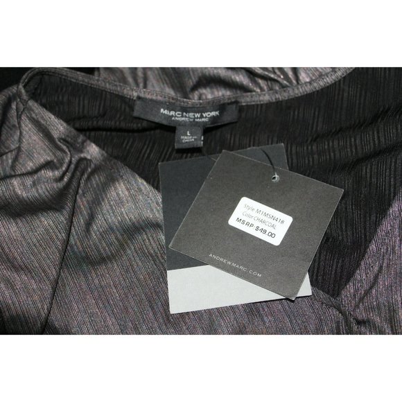 Marc New York Andrew Marc Womens Shimmery Grey Peplum Top L NWT Grunge Goth - Picture 5 of 5